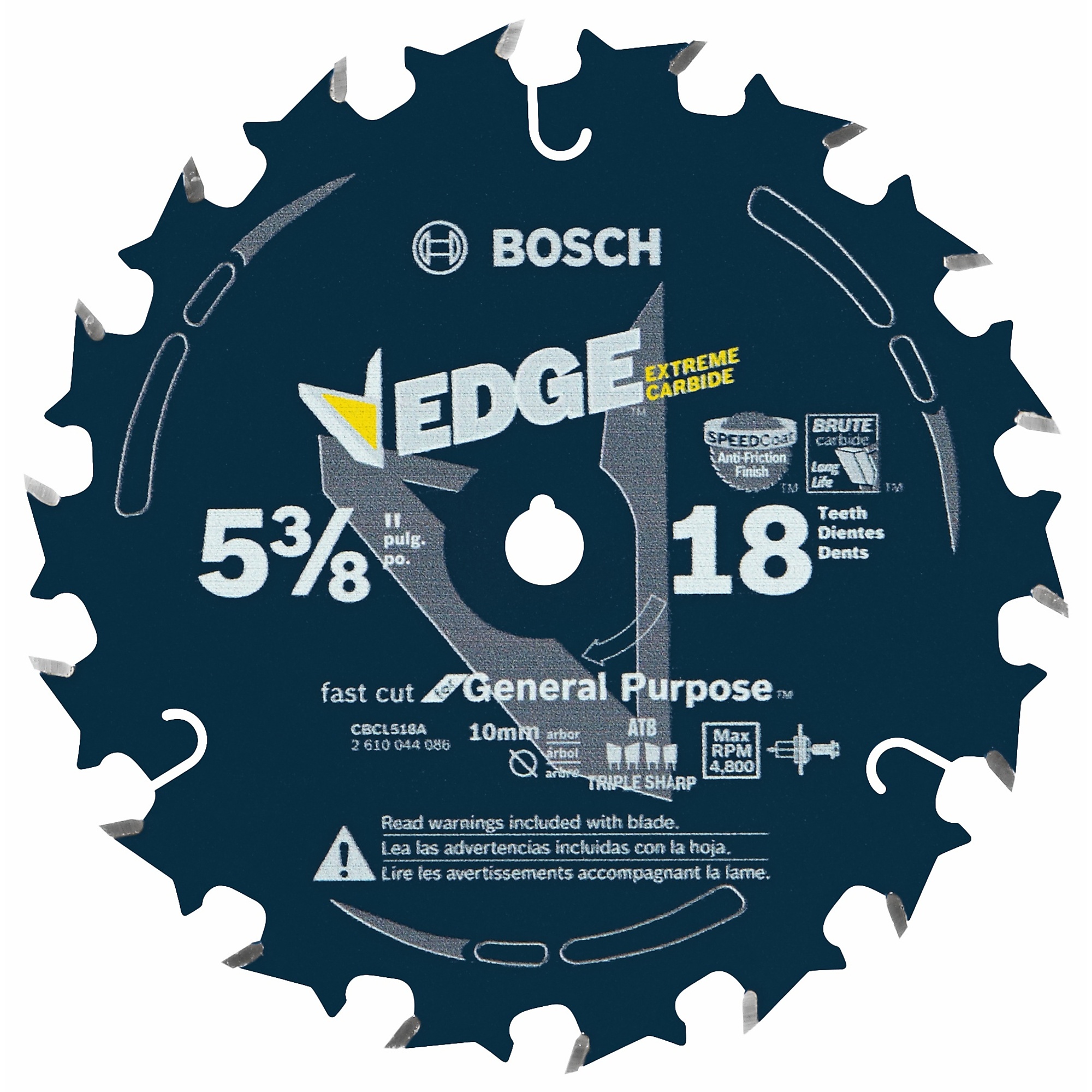 Bosch Edge Circular Saw Blade — 5 3/8in., 18 Tooth, Fast Cuts, Model# CBCL518A